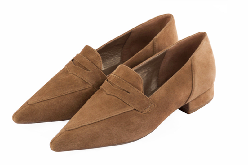 Camel beige women's essential loafers. Pointed toe. Flat flare heels - Florence KOOIJMAN